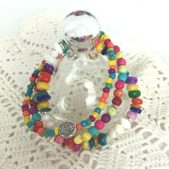 Rainbow  Stretch Bracelets Pride 3 Pc Stackable - Picture 2 of 5